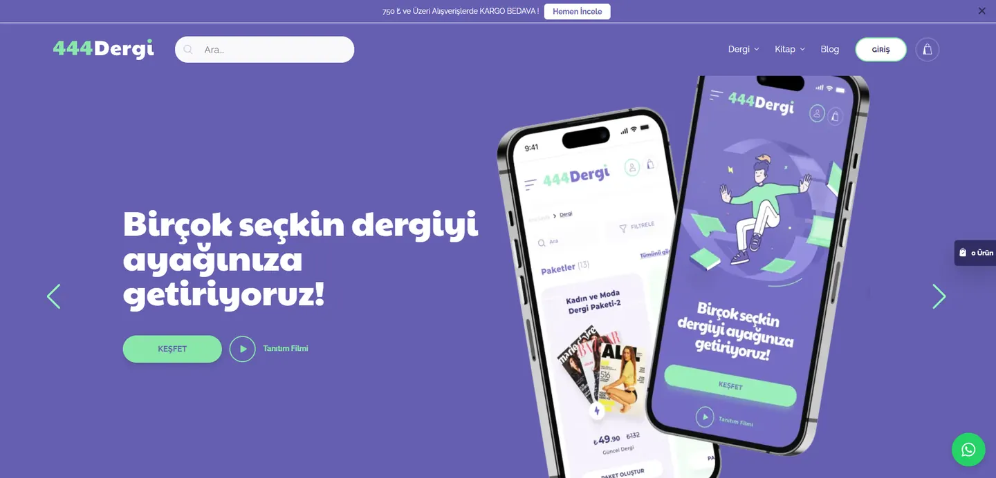444Dergi web sitesi masaüstü ekranı