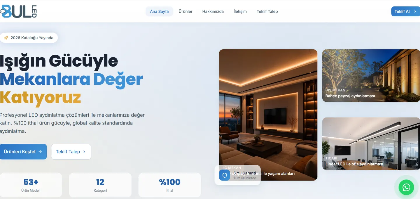 BUL LED web sitesi masaüstü ekranı