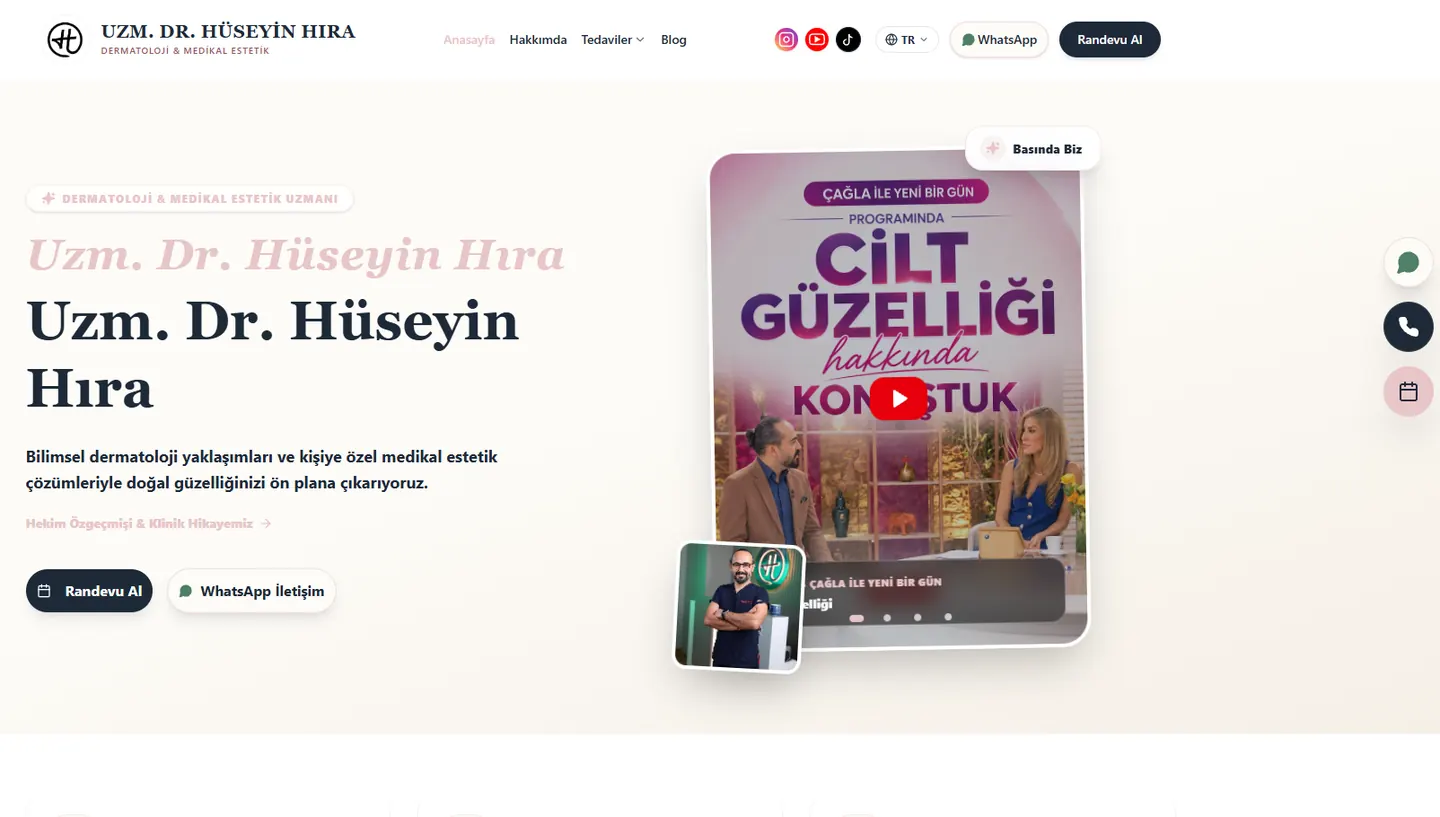 Dr. Hüseyin Hira web sitesi masaüstü ekranı